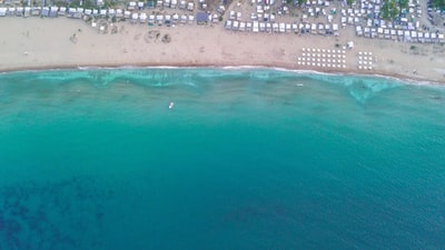 白天人们在海滩上
